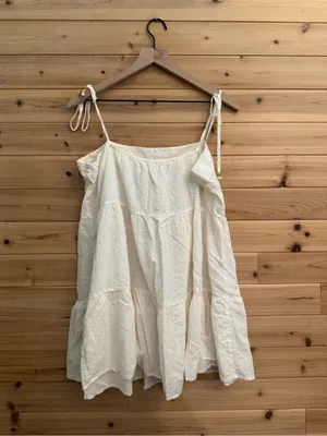 Abercrombie & Fitch Large Cotton Tiered Mini Dress Bride Wedding Natural Prairie thumbnail 5