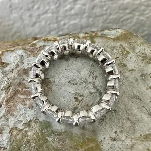 Oval CZ Eternity Band Ring Silver thumbnail 6