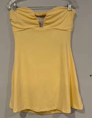 Yellow Strapless Mini Dress Size M thumbnail 1