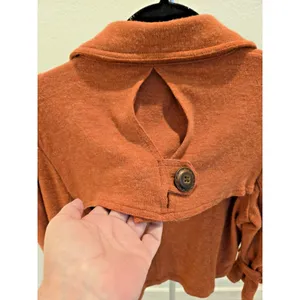 American Rag Women's L Double-Breasted Peplum Sweater Jacket Rust Orange thumbnail 4