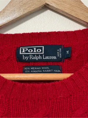 Ralph Lauren Cable Knit Wool Sweater Red Size Medium Women’s Relaxed Oversized thumbnail 3