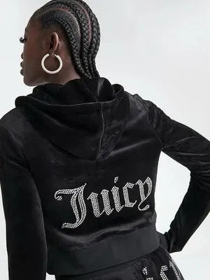 Juicy Couture Women's OG Big Bling Velour Hoodie‎ Black Size XS thumbnail 2