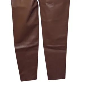 Zara Women's Legging High-Rise Skinny Leg Faux Leather Minimalist‎ Brown XS NWT thumbnail 7