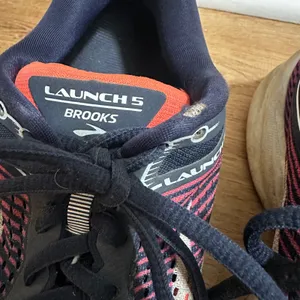 Brooks | Women's Launch 5 Navy Pink Orange Athletic Running Shoes, Size 8 thumbnail 4
