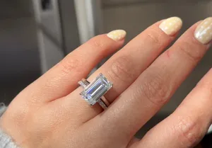 5ct Emerald Cut Elongated Moissanite D VVS1 Solitaire Engagement Ring Size 6 thumbnail 1