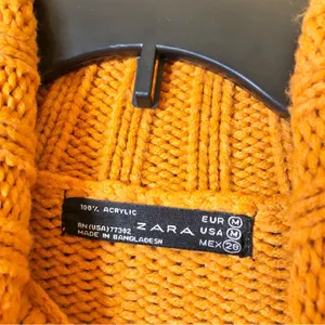 Zara Chunky Button Neck Sweater‎ Orange Size Medium thumbnail 3