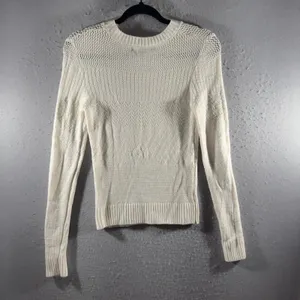 3279 | Forever 21 Pointelle Chevron Knit Sweater Cream Boho Women S thumbnail 2