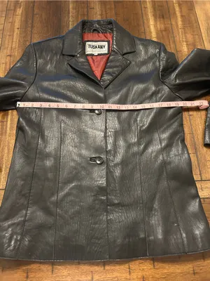 Tuskany Womens XXL Genuine Leather Blazer Jacket Black Y2K Fitted thumbnail 9