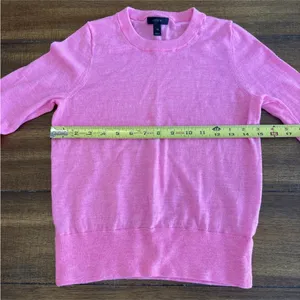 J. Crew Women's Hot Pink Merino Wool Crewneck Thin Knit Long Sleeve Size XS thumbnail 7