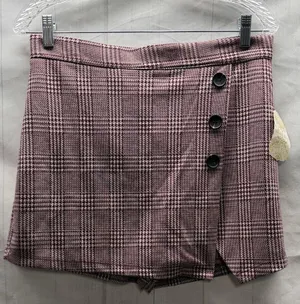 Altar'd State NWT Burgundy Plaid Mini Skort thumbnail 1