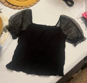 These Three Boutique Puff Sleeve Swiss Dot Top thumbnail 2