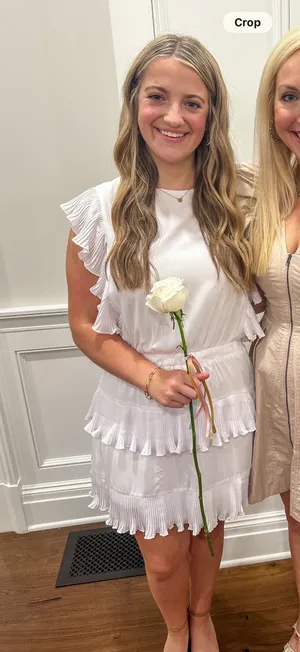 TCEC White Ruffle Mini Dress Sleeve M thumbnail 1