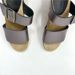 Sven Originals 2 Strap Buckle Wood Swedish Wooden Sandals Clogs Pewter 35 5 thumbnail 7