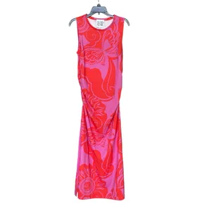 Alden Adair Red Pink Floral Maxi Dress Size Small thumbnail 2