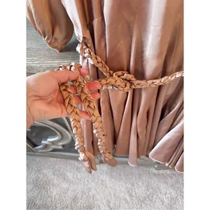 Aakaa Pink Satin Dress‎ with Rope Tie Waistband Size Small thumbnail 2