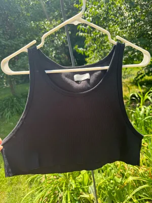 Aritzia Black Ribbed VERY Cropped Tank Top thumbnail 2