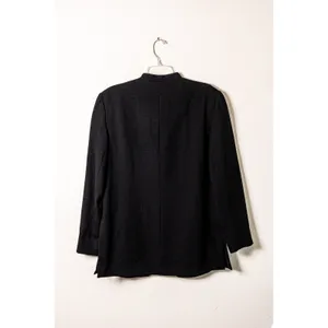 Jessica‎ Tierney 100% Wool Blazer 14 Black Embroidered Mandarin Collar Vintage thumbnail 3