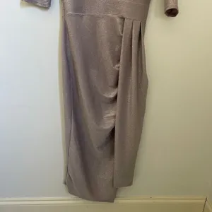 Draped Sparkly Midi Dress Size Medium Glitter Metallic Pink Party‎ Wedding Glam thumbnail 4