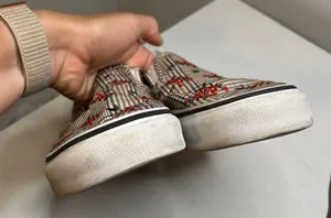 Vans Glen Plaid Slip On Sneakers Embroidered Flowers Sz 7 Skate Boho Floral thumbnail 8