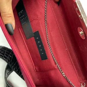Tignanello‎ Bag, Debut Red Clutch, Croc Embossed Crossbody, Black Pouch thumbnail 3
