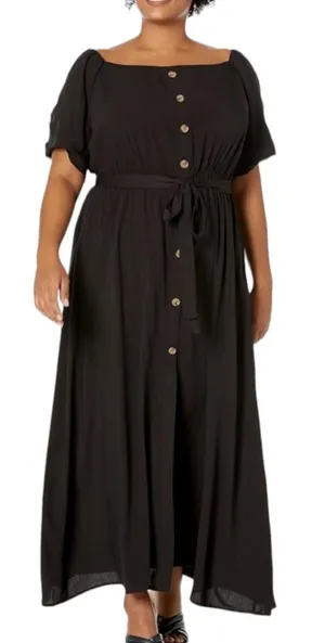 City Chic Women's Plus Size Tropical Tie Waist Maxi Dress Puff Sleeve Small / 16 thumbnail 1