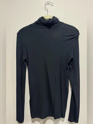 Black Second Skin Turtleneck Top Fitted Layering Made Portugal M thumbnail 3