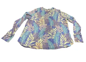 Realtree Fishing XL Tropical Leaf Print UPF Performance Shirt Blue Swim Boat thumbnail 1