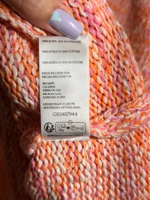NWT Free People Orange Pink Marled Knit Oversized Button Collar Sweater M thumbnail 12