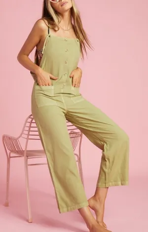 Billabong Beach Cruiser Playsuit Olive Green Wide Leg Jumpsuit XL thumbnail 1