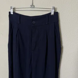 LACAUSA Echo Trousers Pleated Cotton‎ Navy Blue Wide Leg Women’s Size XS thumbnail 3