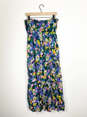 Anthropologie The Somerset Strapless Maxi Dress Bold Floral Blue Medium thumbnail 6