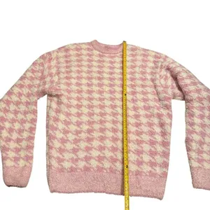 Skims L/XL‎ Cozy Knit Pullover Petal Pink Houndstooth Oversized Lounge Valentine thumbnail 11