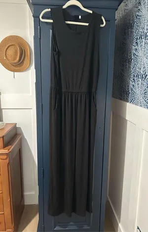 NEW Black Sleeveless Pockets Zipper Back Wide leg Jumpsuit XL thumbnail 3