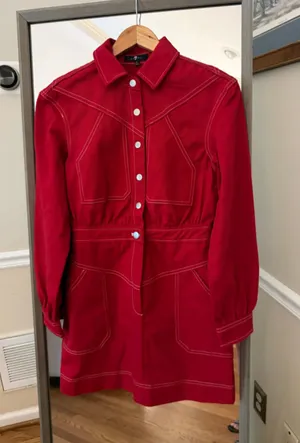 Women's 7 For All Mankind Red Denim Dress , Size 2 thumbnail 1