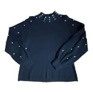 Cato Black Pearl-Accent Mock Neck Sweater thumbnail 1