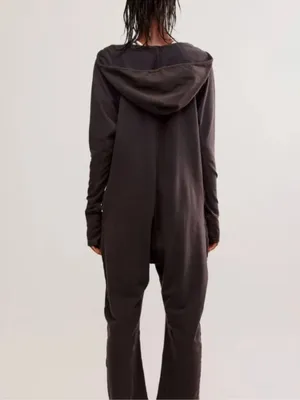 Free People Hot Shot Long-Sleeve Onesie Washed Black Jumpsuit Size XS thumbnail 2