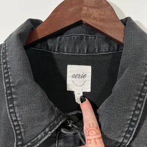 Aerie Denim Jumpsuit in Charcoal Gray Utility Size Large thumbnail 5