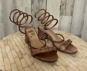 Windsor Cue The Glamour Satin Rhinestone Sprial Heels thumbnail 1