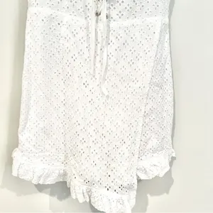 Missguided Eyelet Shorts Romper Women's 6 White‎ Back Zip Fully Lined Tie Front thumbnail 3
