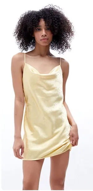 L.A. Hearts‎ x Pacsun Cowl Neck Floral Embossed Butter Yellow Slip Dress Size S thumbnail 1