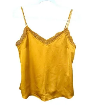 Abercrombie & Fitch Mustard Yellow Lace Cami Top Size M thumbnail 1