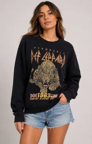 Pyromania 1983 Us Tour Long Sleeve Black Sweatshirt thumbnail 1