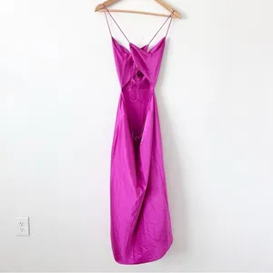 Runaway The Label Magenta Satin Cowl Neck Slip Dress Size 8 thumbnail 7