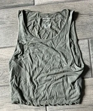 American Eagle Outfitters Green Crop Top Essential thumbnail 1
