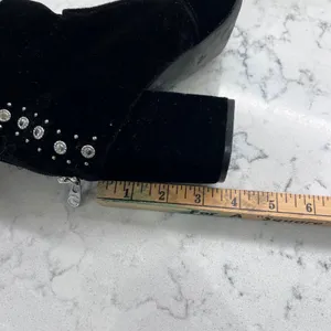 G by GUESS Womens Black Velvet Rhinestone Studded Block Heel Ankle Boots 7.5M thumbnail 11