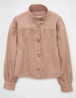American Eagle Real Good Twill Swing Jacket Rose Pink Mock Neck Size Medium NWT thumbnail 4