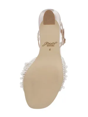 NWT Jewel Badgley Mischka Fanny Pearl Stiletto Heel Sandals Champagne Brown 9M thumbnail 5