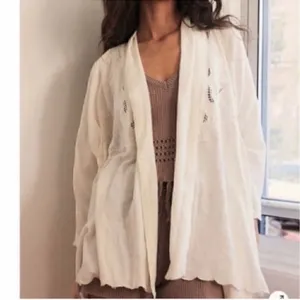 Free People White Crotchet/Lace Open Front Cardigan(Size Medium) thumbnail 4