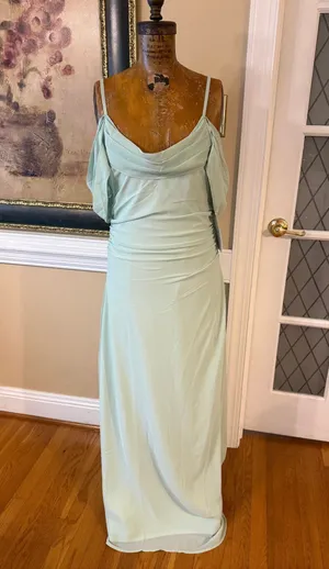 Tfnc London Womens Cold Shoulder Cowl Neck Chiffon Maxi Dress Size 10 thumbnail 2