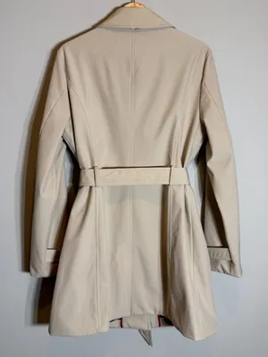Tommy Hilfiger Belted Trench Coat Womens Medium Beige Lightweight Preppy Classic thumbnail 11